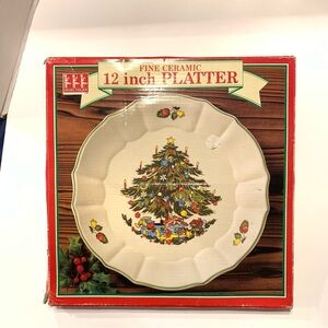 Vintage Christmas Tree Fine Ceramic 12 Inch Platter